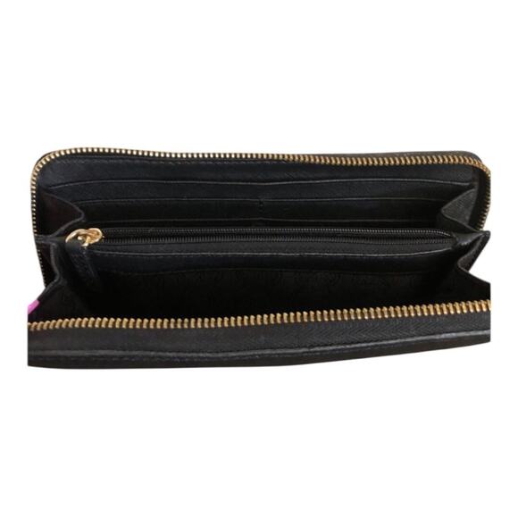 Michael Kors Classic Chic Black Saffiano Leather Zip Wallet Gold Hardware - Picture 4 of 15